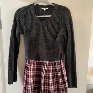 Sweater Dress with Flannel Skirt